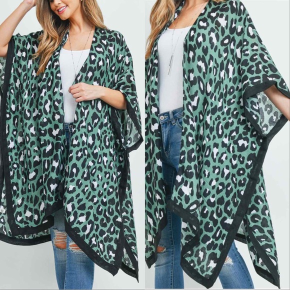 CHICBOMB Other - BOHO LEOPARD PRINT KIMONO - GREEN